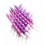 Unicorn Pink & Purple Candles with Holders x12 